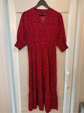 SHEIN Red Polka Dot Maxi Dress